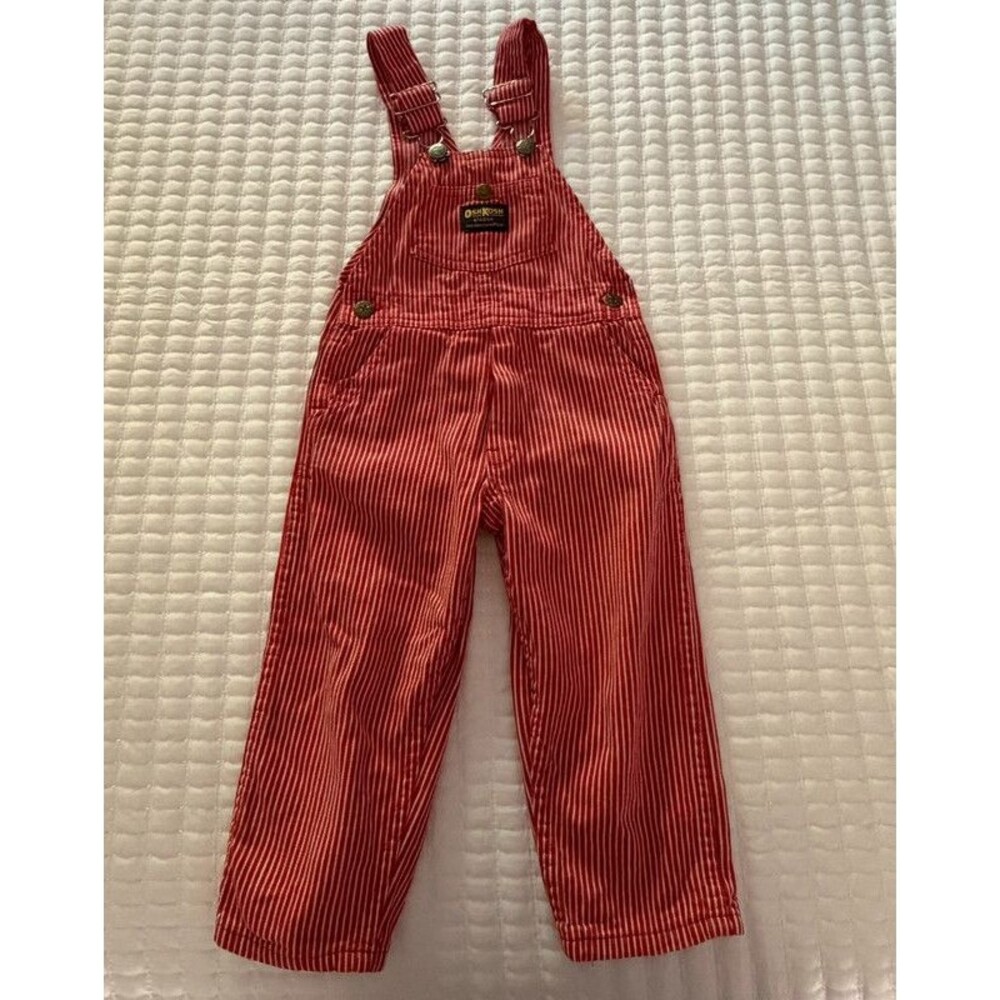 Vintage OshKosh B’Gosh Vestbak Red Stripe Overalls Kids Size 3